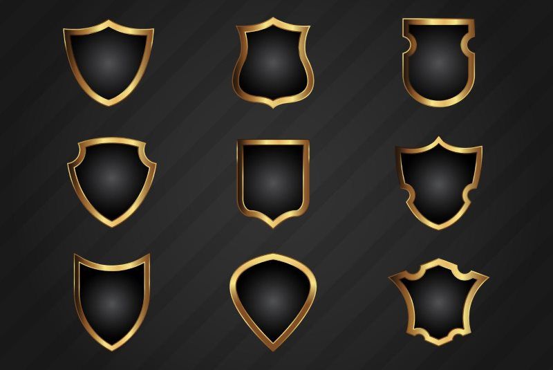 Free Realistic Gold Shield Shapes