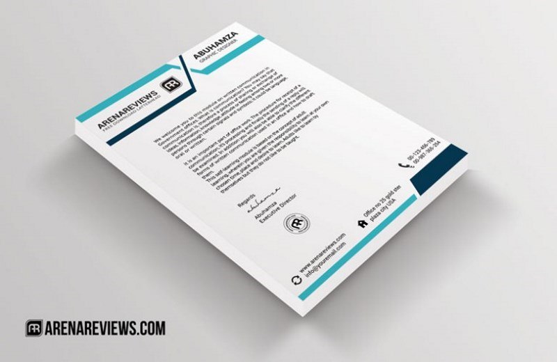 Free Letterhead Template Blue Turquoise Design