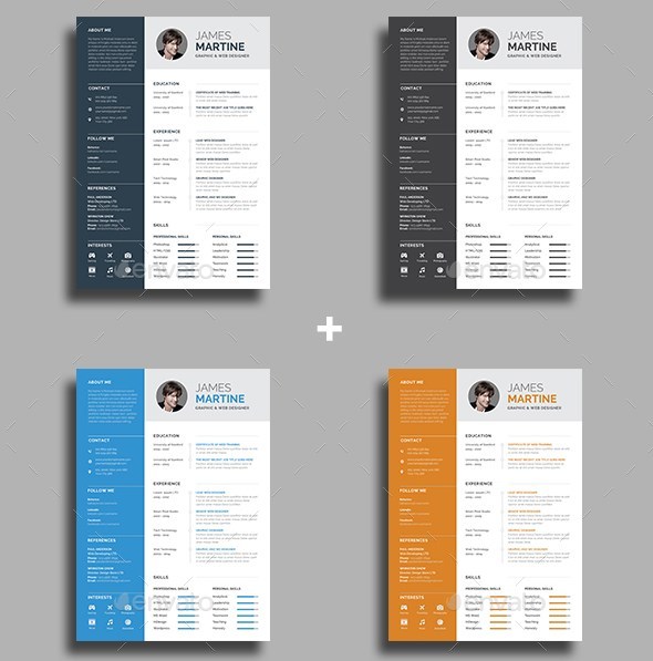 13 resume and cover letter 4 color versions