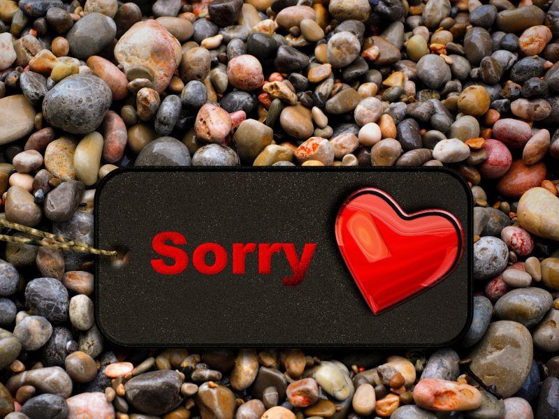 Sorry Heart with Background Stones