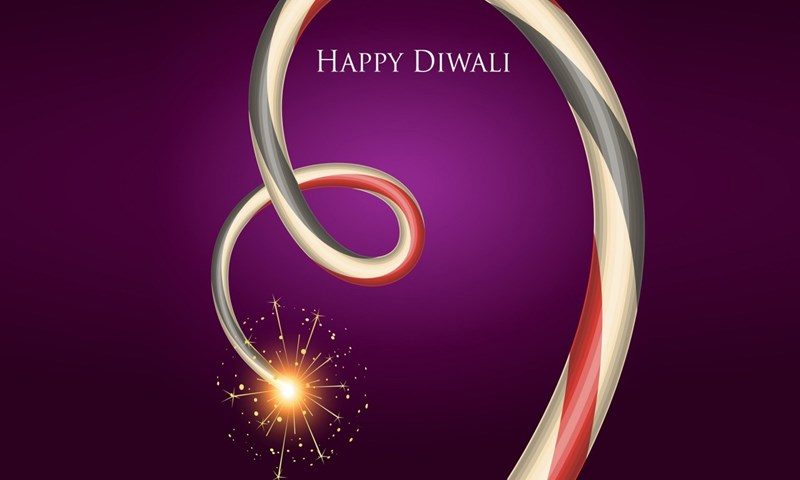 Diwali Purple Background with Fireworks