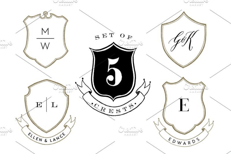 Five Hand Drawn Crest Shield Shapes