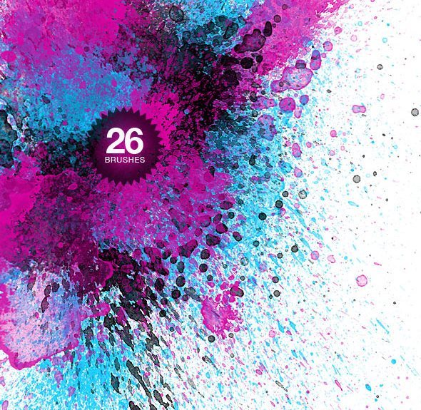 26 watercolor splatter brushes