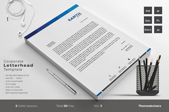 Corporate Letterhead Template with Modern Design