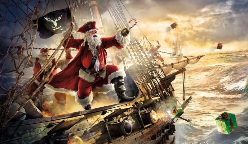 Christmas Ship Pirate Funny Santa