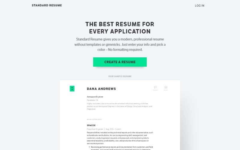 5 standared resume builder