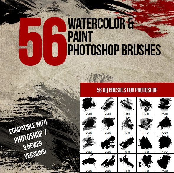 56 watercolor and paint photoshop brushes