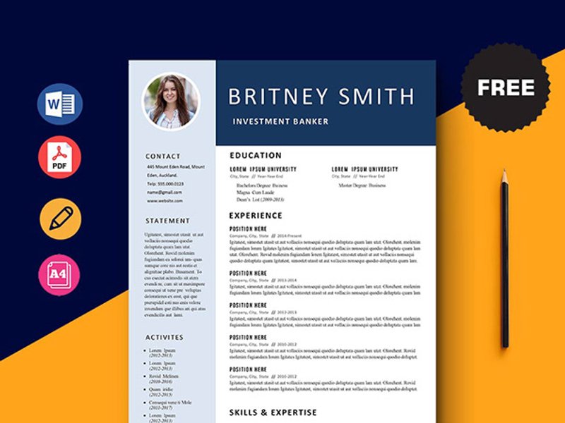 5 FREE Clean Resume Template