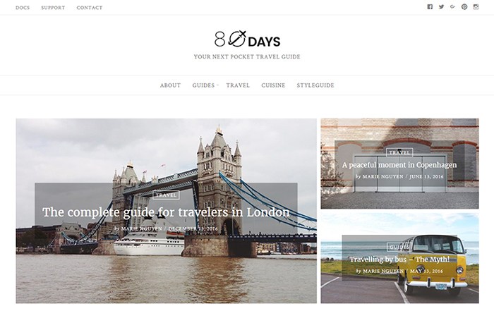 EightyDays - Travel Blog WordPress Theme