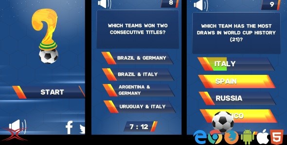 Football World Cup Quiz HTML5 Game