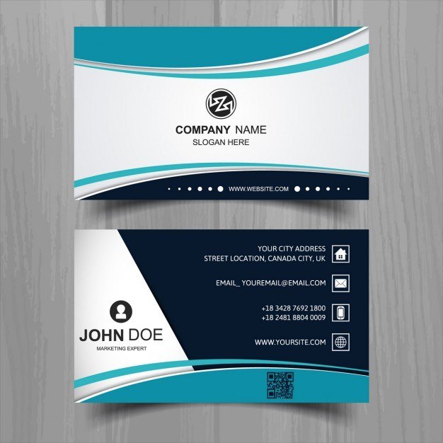 Modern Business Card with Turquoise Wavy Shapes