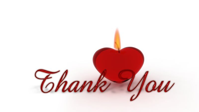 8 thank you heart candle wick light