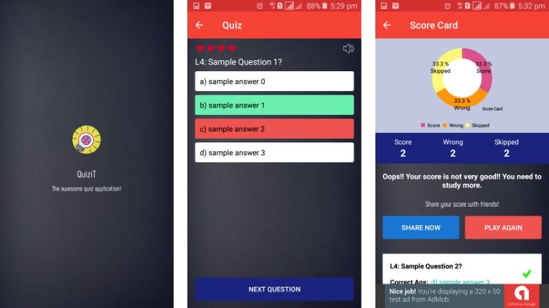 QuiziT Native Android Multi Category Quiz App