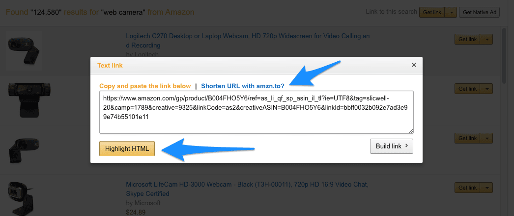 amazon associates product link