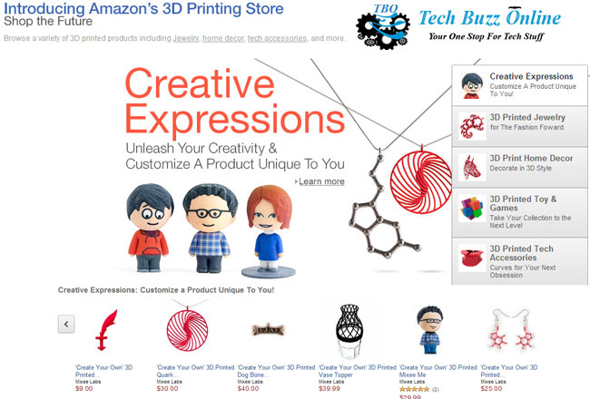 Amazon launches 3D printed products store