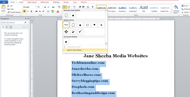 Creating a printable checklist in Word-define new bullet