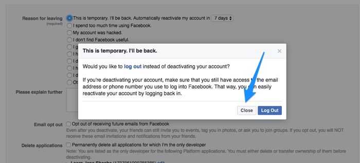 Deactivate-Facebook-account