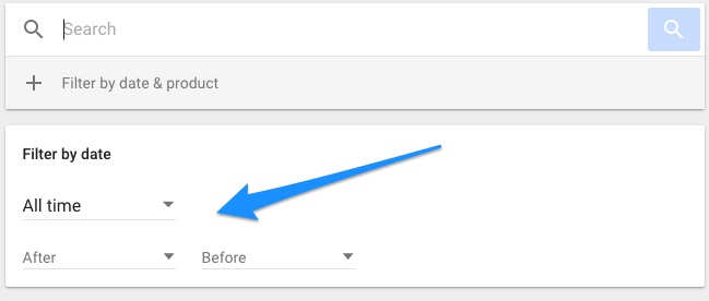 google my activity filter