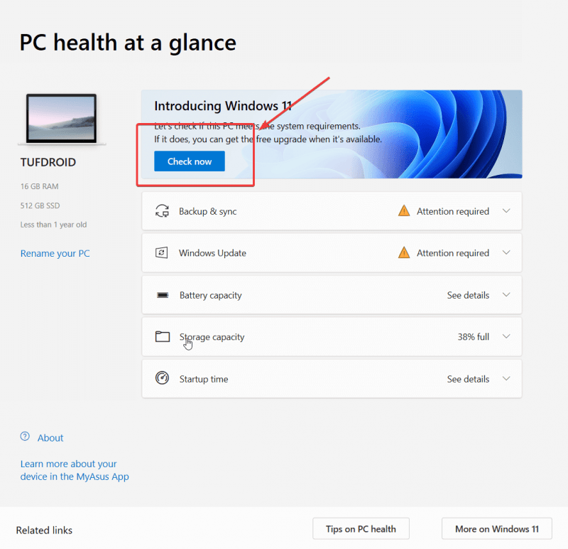 Microsoft PC Health Check App