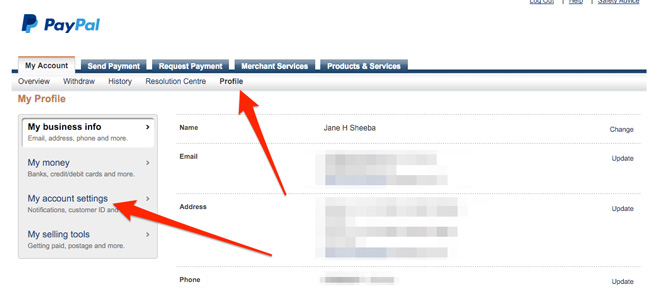 Paypal-my-account-settings