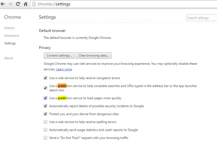 Predict network actions to improve page load performance