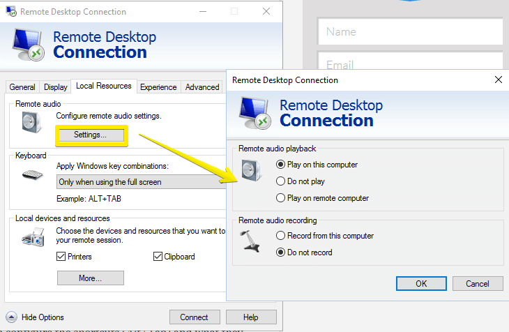 Remote Desktop Connection-adjust audio