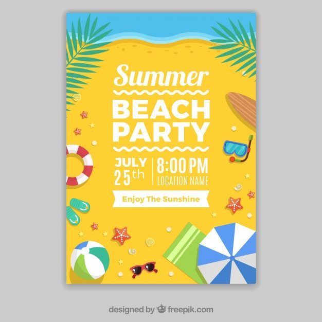 Template of Party Poster on the Beach