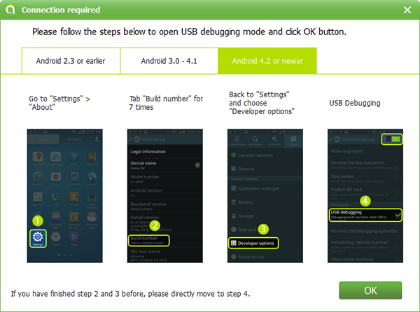 android 4.2 or newer usb debugging