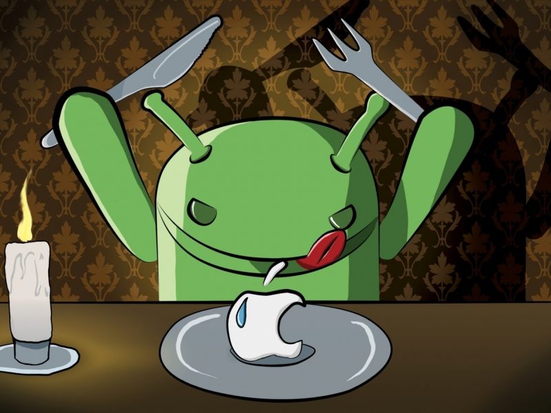 Android Eating Apple