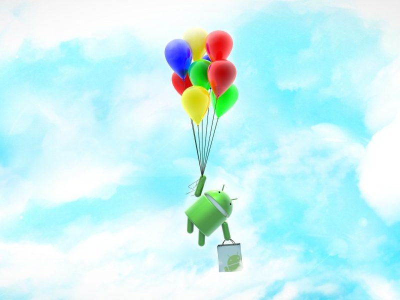 Android Bot Flying in Sky