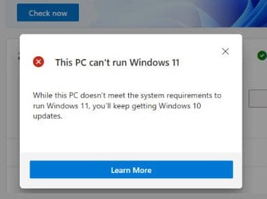 cant run windows11