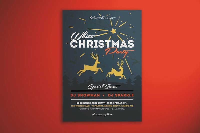 christmas party flyers reindeers