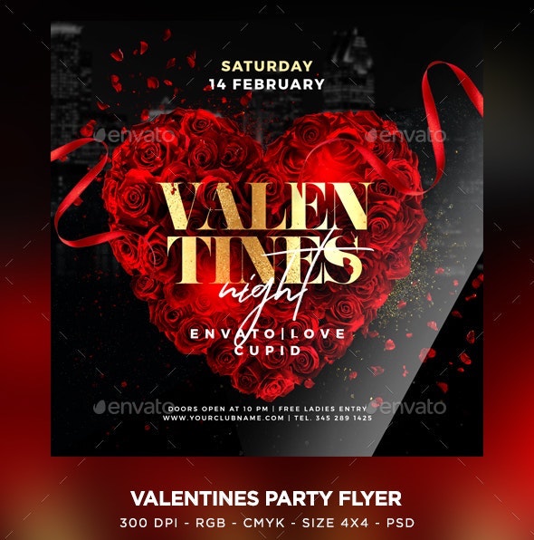 classy valentines party flyer psd template