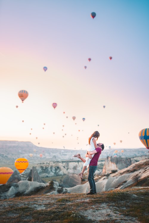 couple hot air ballons