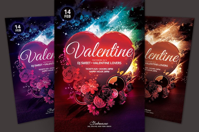 dark theme valentine flyer template