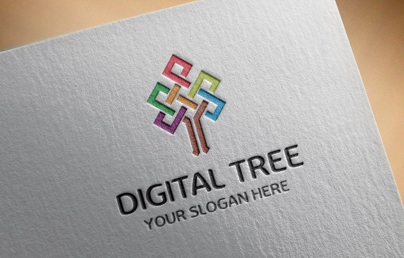 digital tree logo template