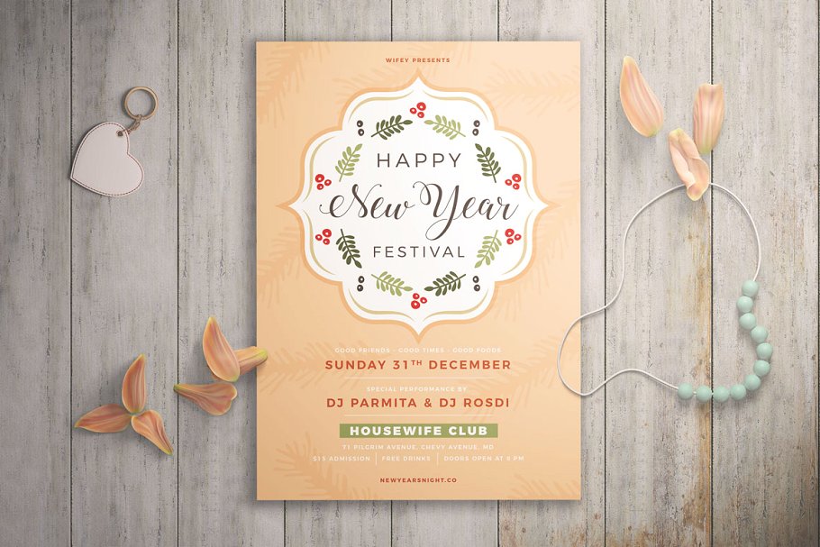 elegant new year festival flyer template