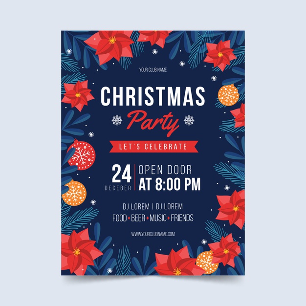 free christmas party flyer template flat design