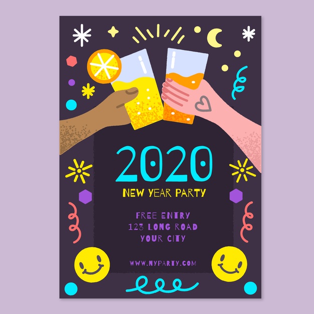 hand drawn new year flyer free