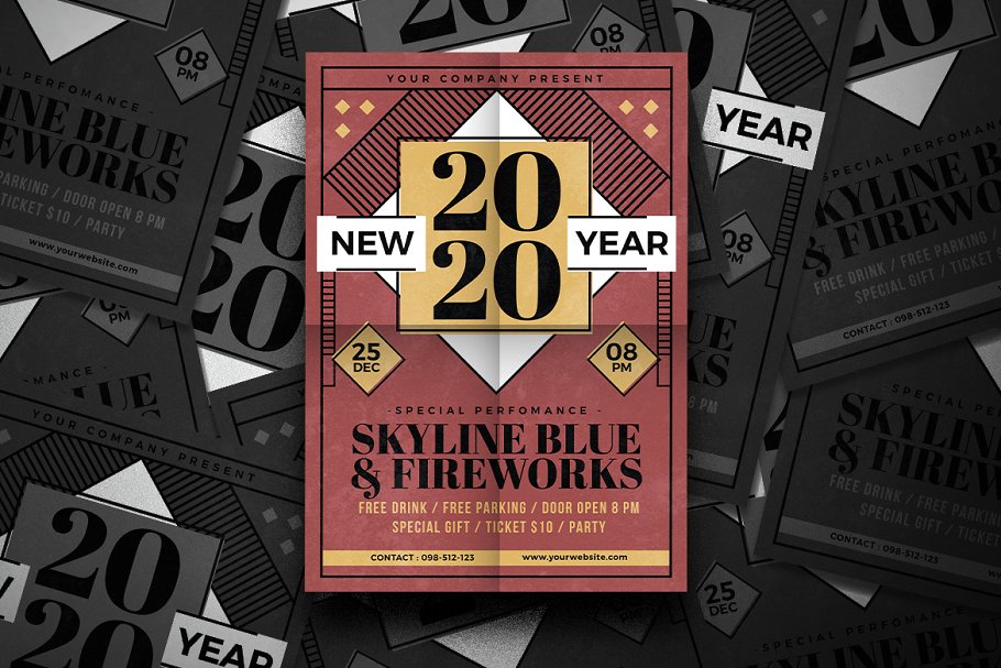 new year flyer design template