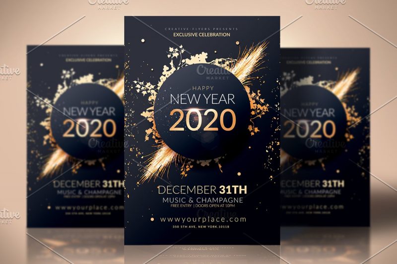 new year flyer invitation psd template