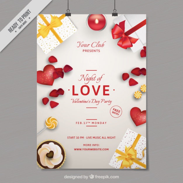 night love party poster gifts hearts