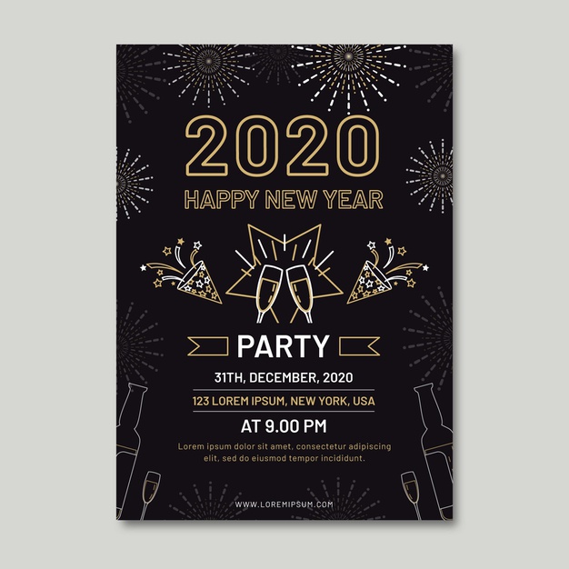 outline new year party flyer free template