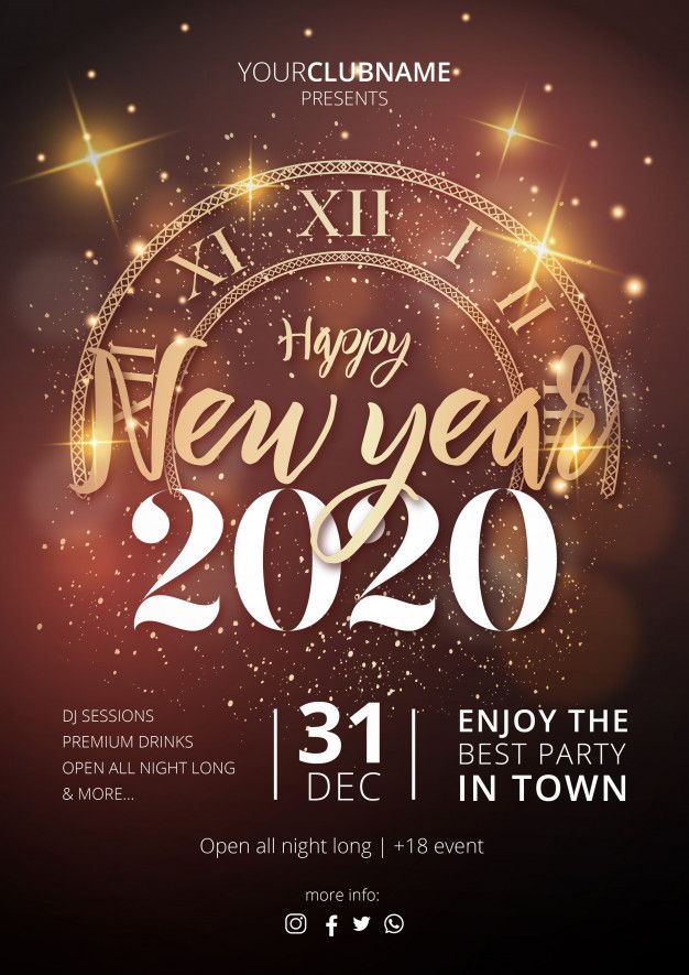 realistic happy new year flyer vector free