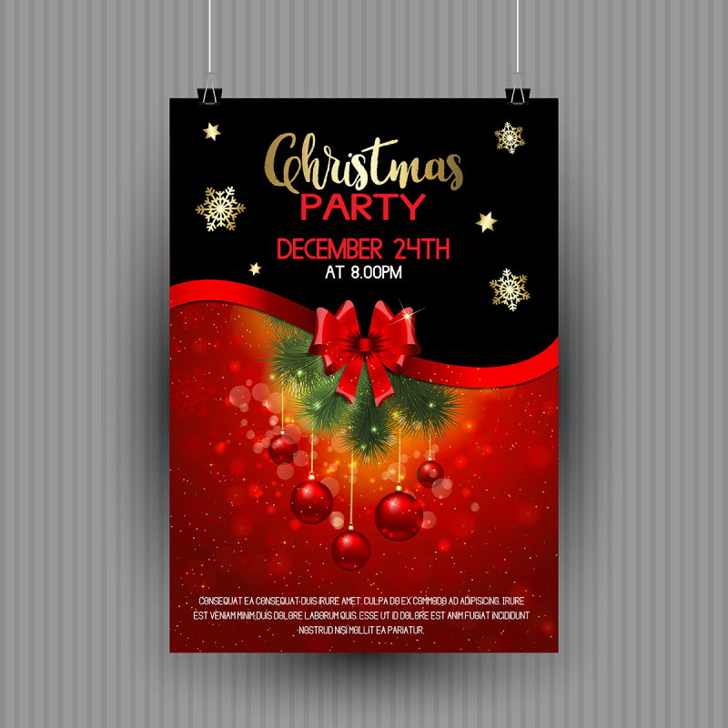 red black christmas party flyer design