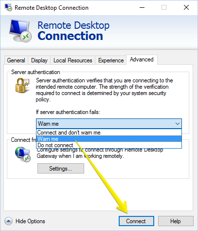 remote desktop connection-advanced