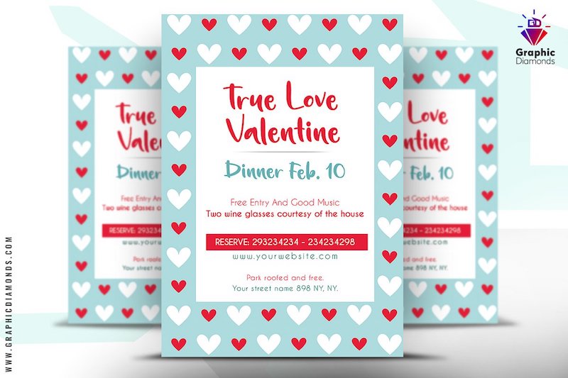 valentine dinner flyer psd template