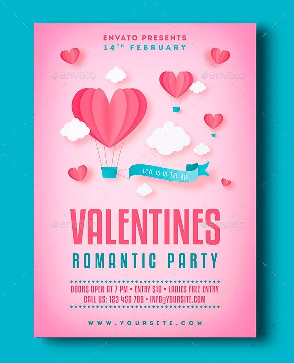 valentines romantic party a4 flyer template