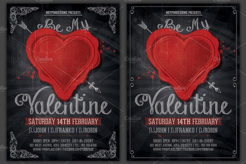 vintage valentine party flyer template